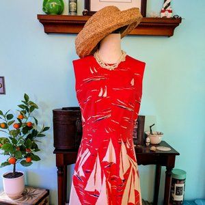 Anthropologie Maeve Deep Coral Sailboat Dress Size 4